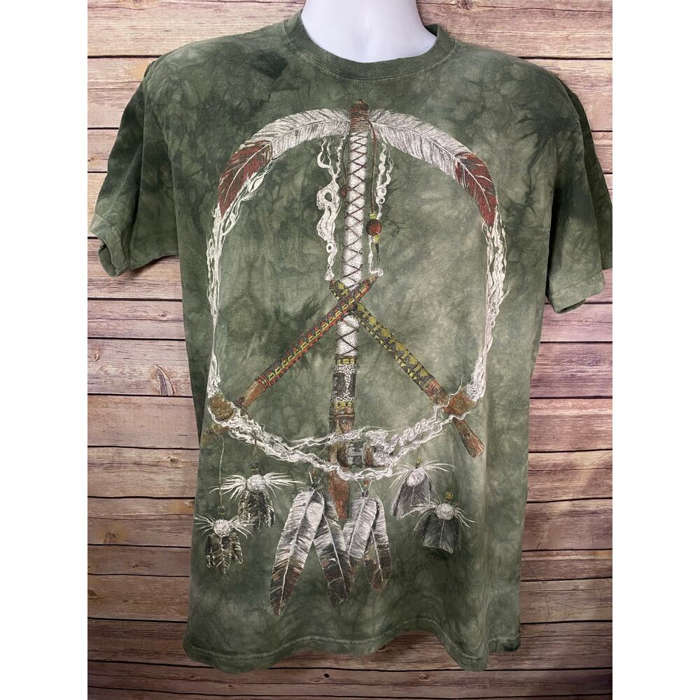 Vintage Mountain Brand T-Shirt Men’s Size Medium Green Short Sleeve Peace Pup